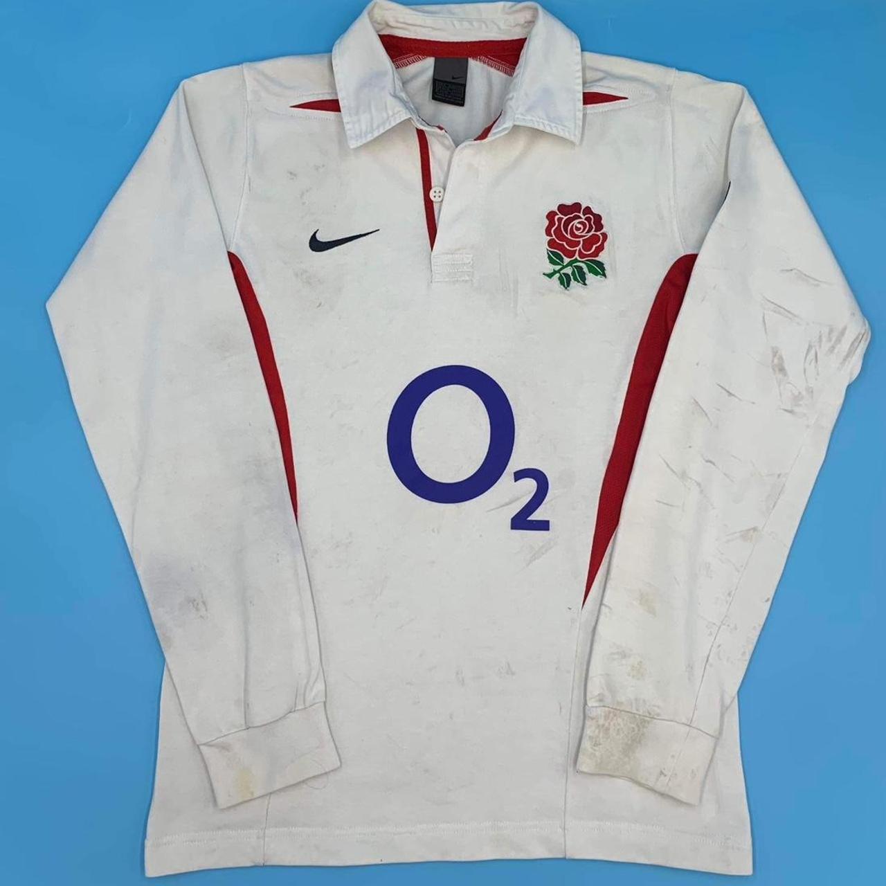 Vintage England Rugby O2 2003-2005 Long Sleeve Home... - Depop