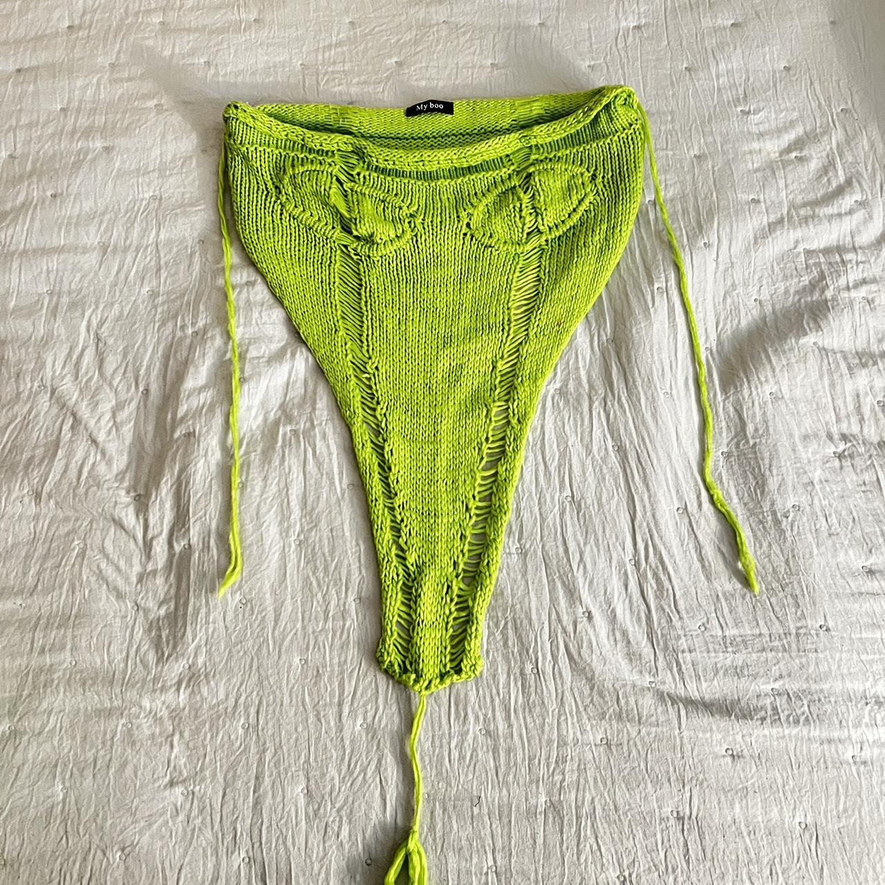 Lime green matching set (top & mini skirt). Top worn... Depop