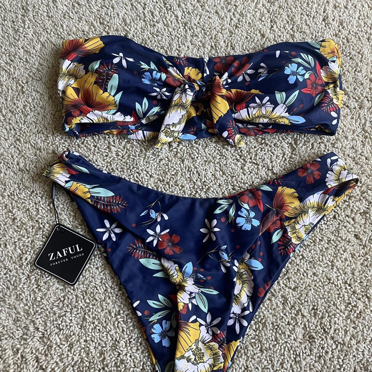 Zaful floral bikini, size large, never worn new with... - Depop