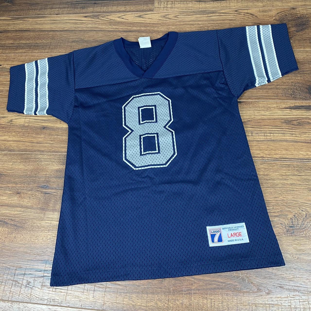 Vintage Troy Aikman Dallas Cowboys Blue Jersey Youth Large Logo 7 Excellent  NFL