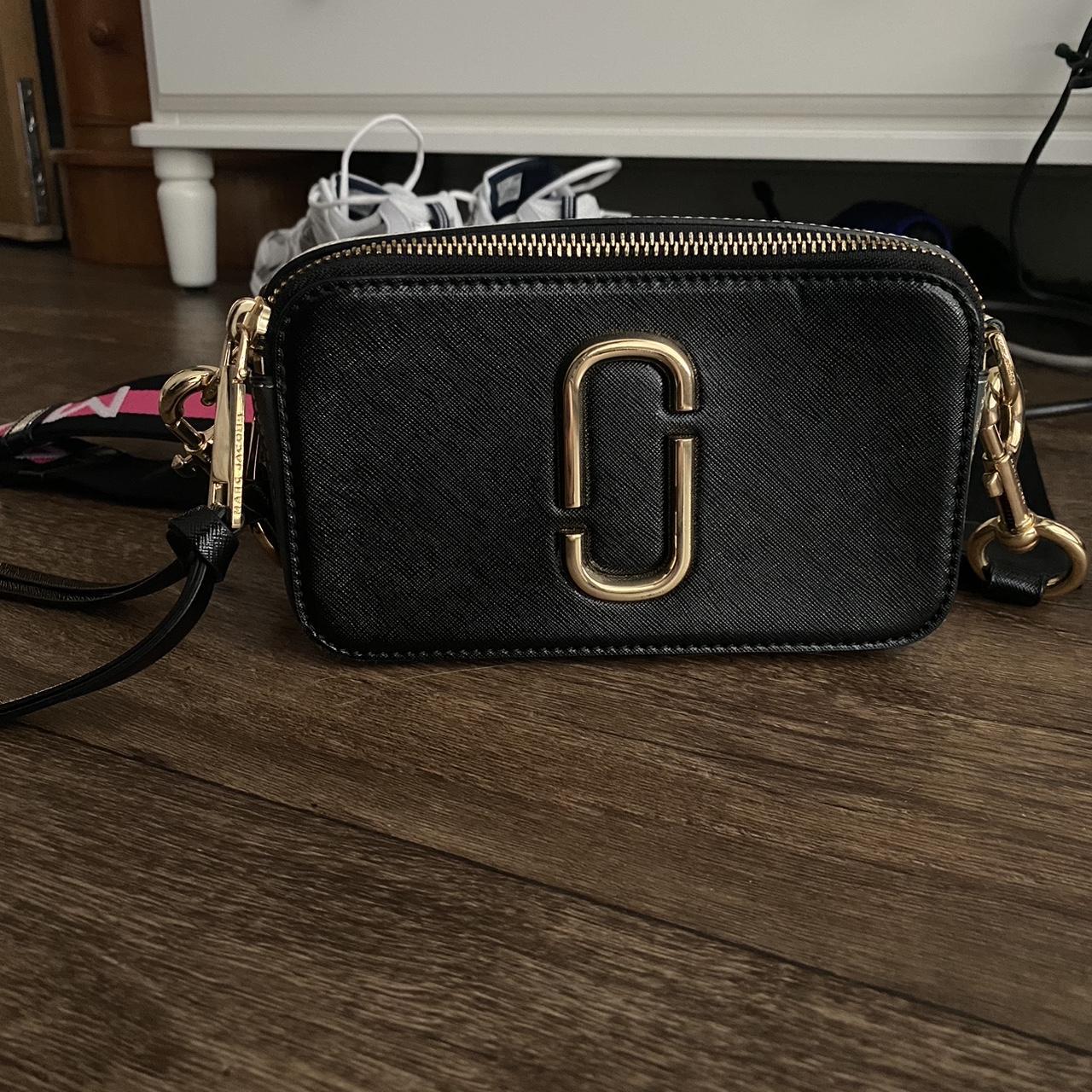 marc jacobs snapshot bag with pink strap, bought on... - Depop