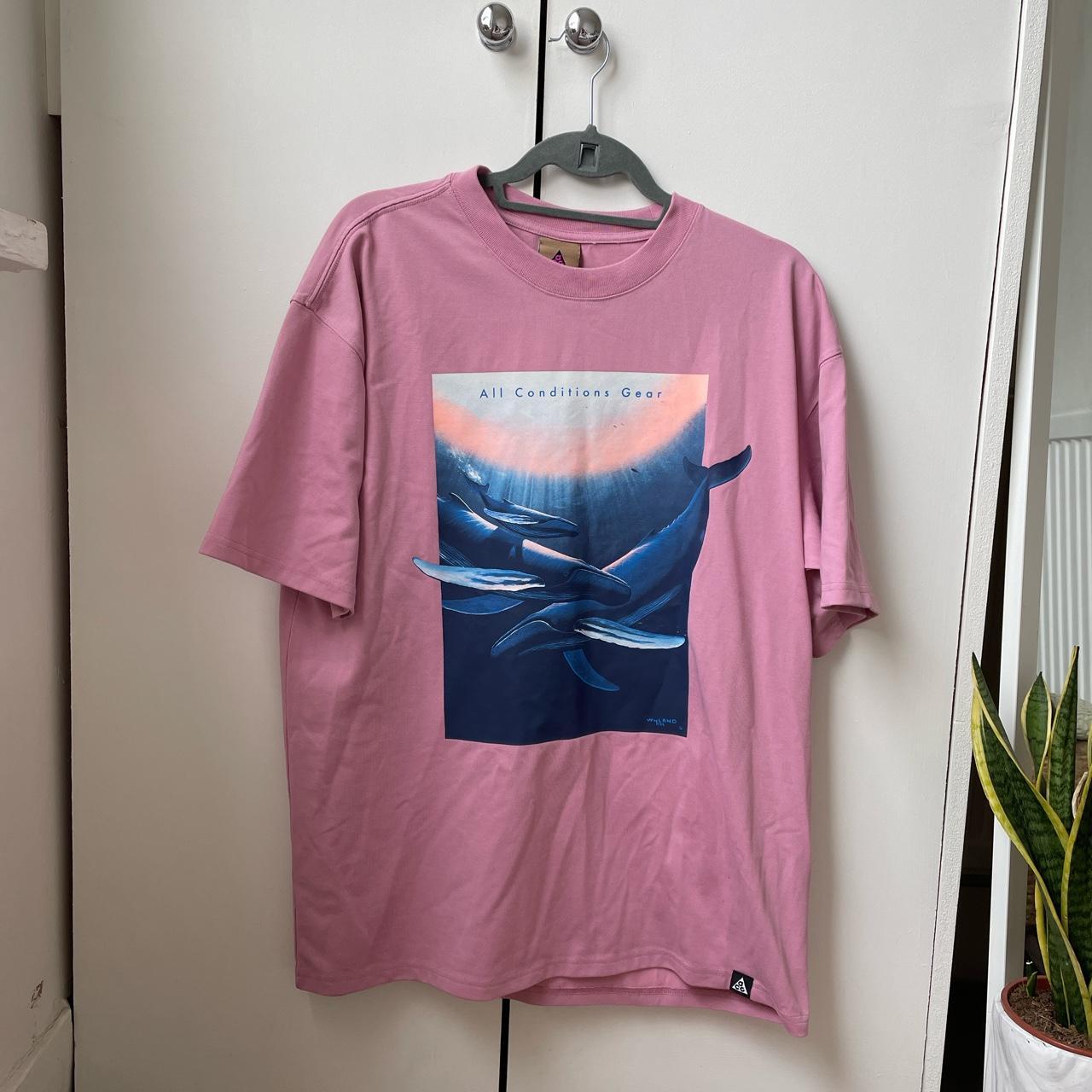 Nike ACG pink t shirt with print only worn once -... - Depop