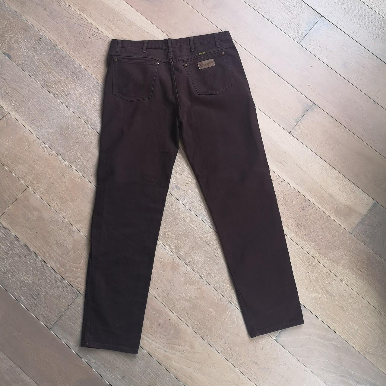 Brown denim Wrangler jeans. Regular fit with slight... - Depop