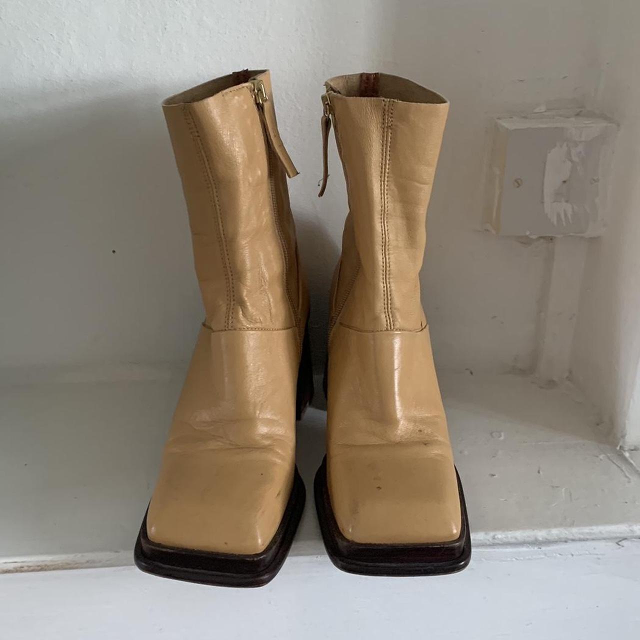 really cute ‘camel yellow’ boots square toe very... - Depop