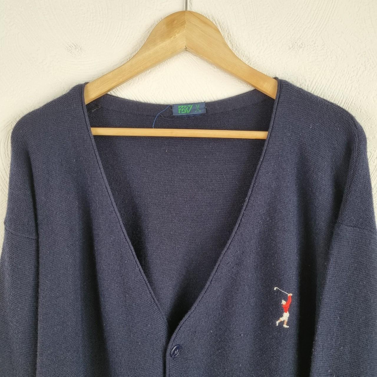 Vintage Golf Cardigan Men's Large Navy Blue Knitted... Depop