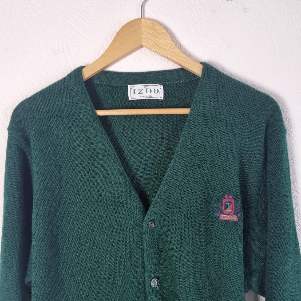 Vintage 80s Izod Cardigan Men's Large Green Casual | Depop