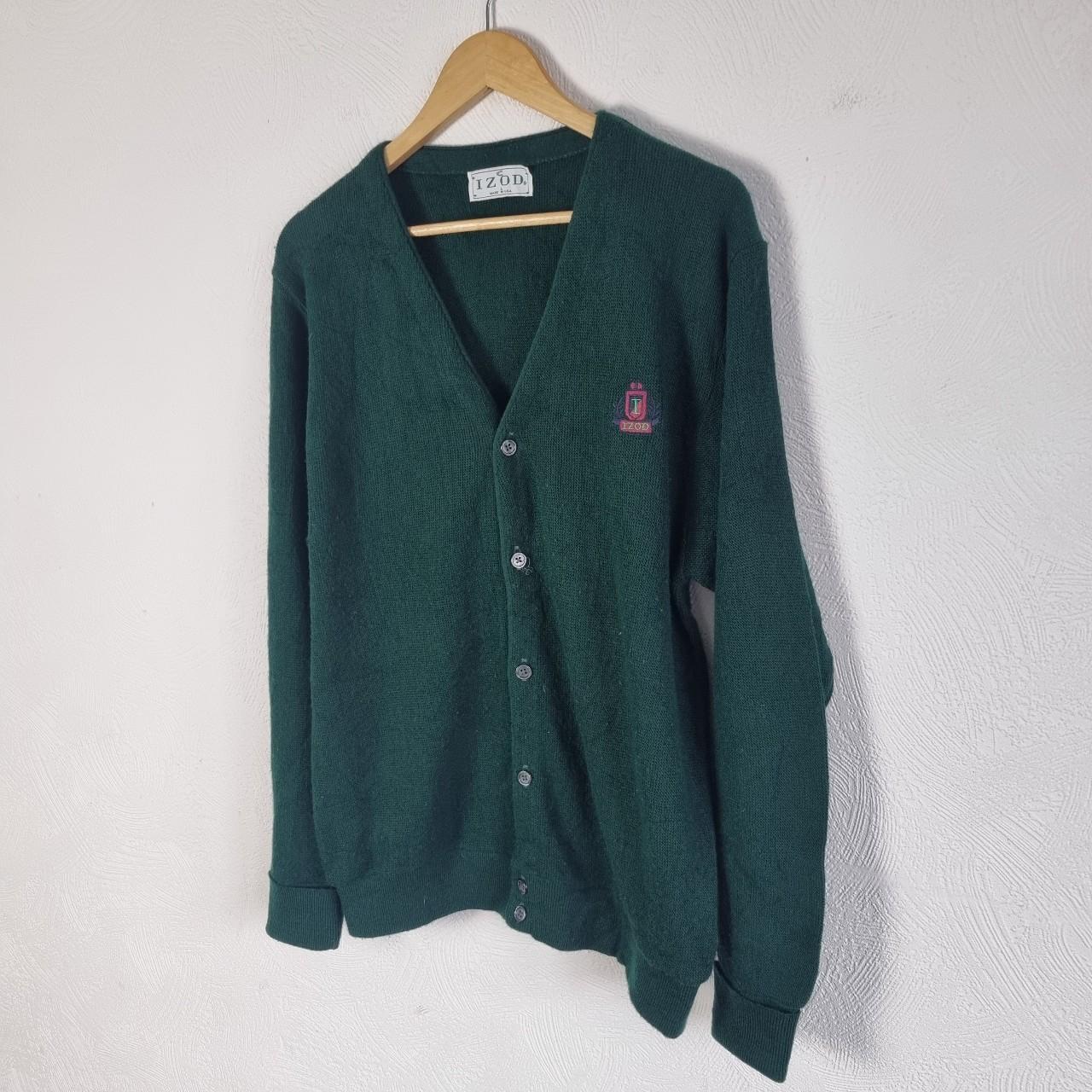 Vintage 80s Izod Cardigan Men's Large Green Casual | Depop