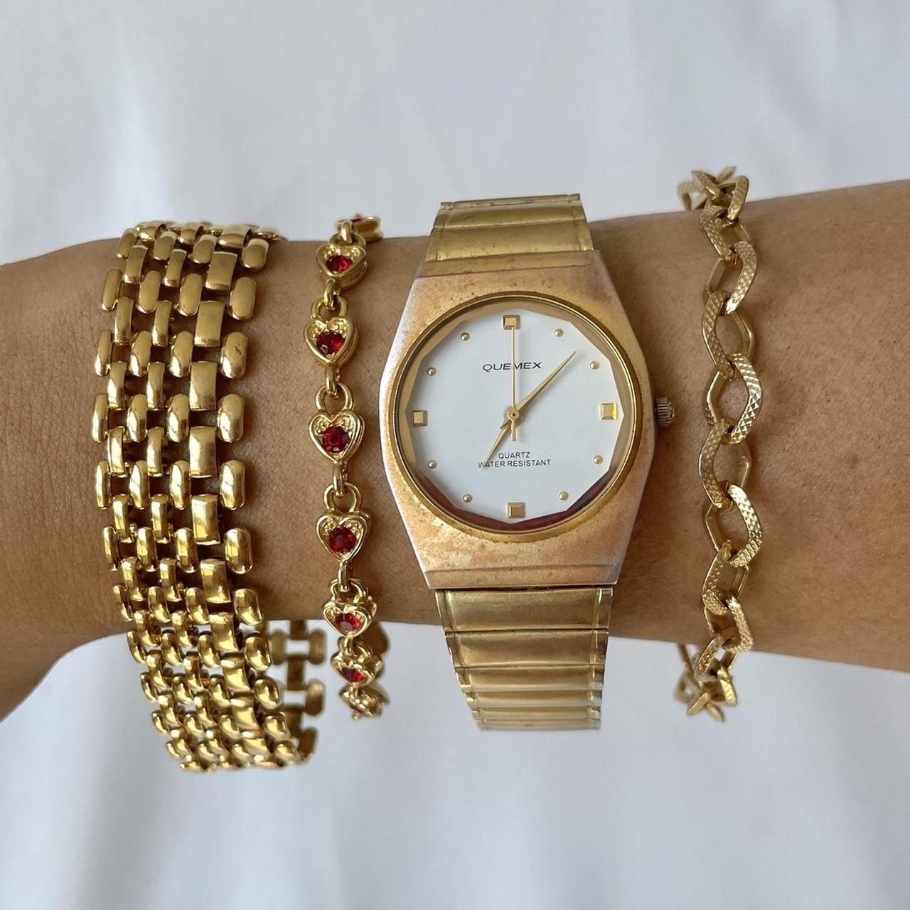 Vintage large 90's oversized gold watch Watch band... Depop