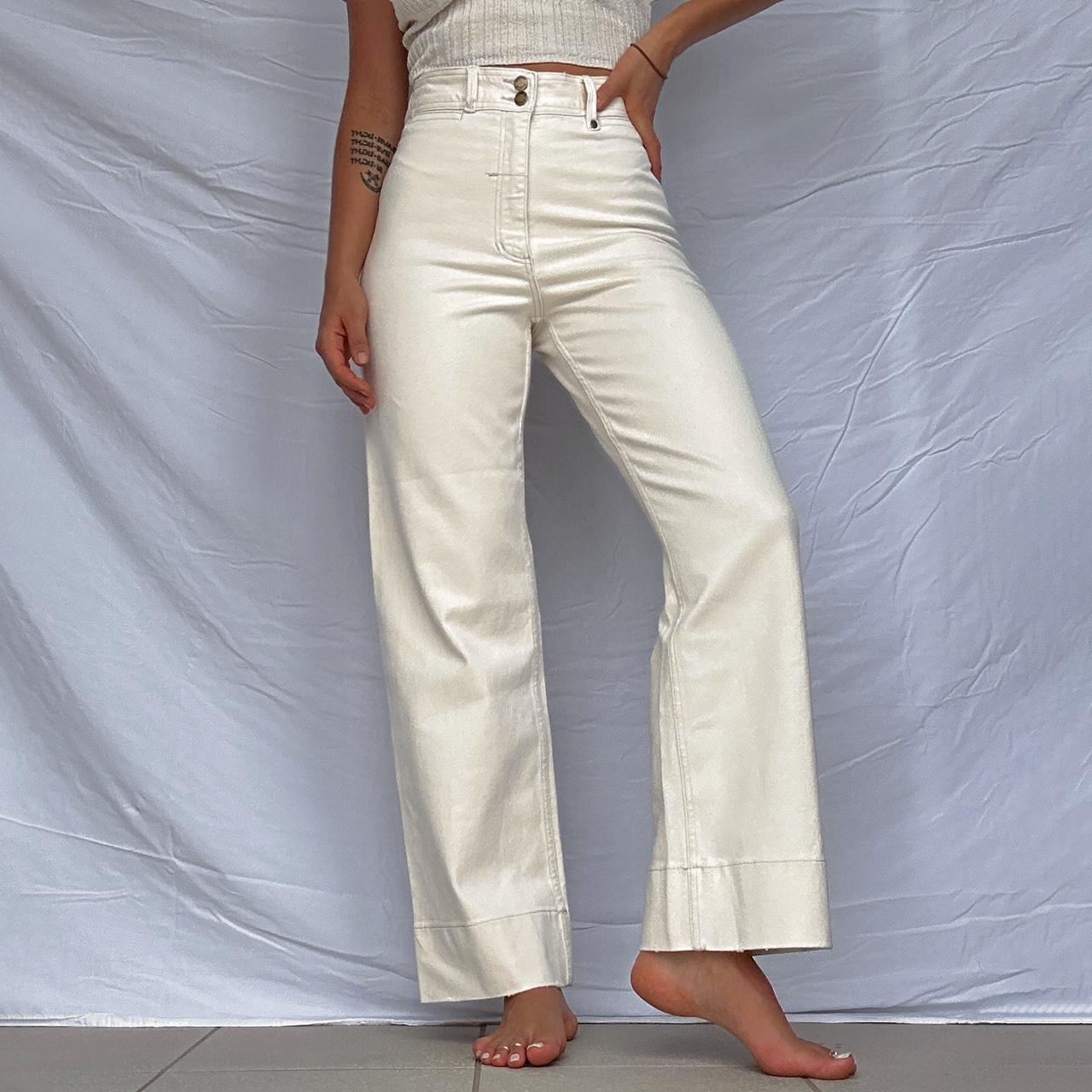 Women's Cream Jeans | Depop