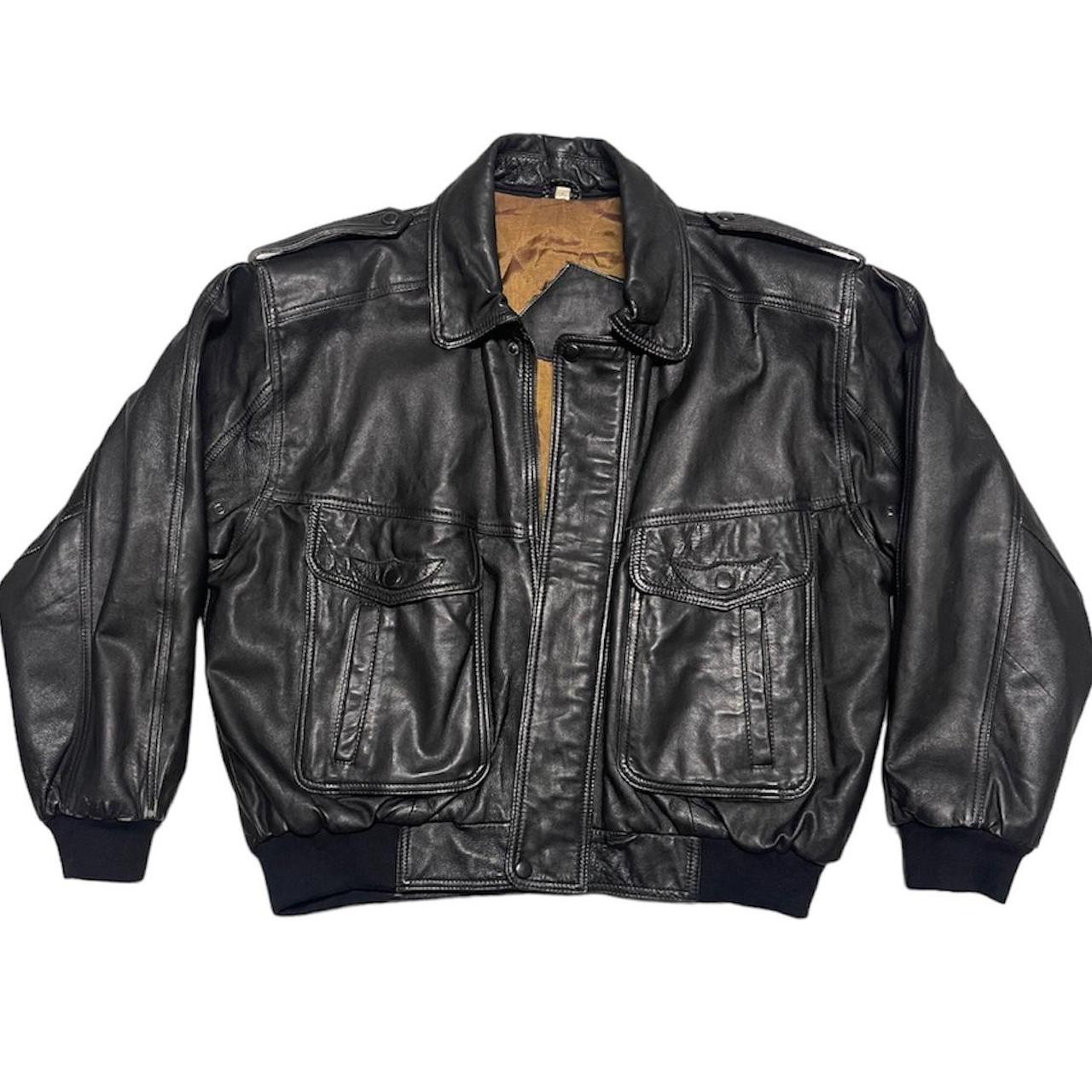 Vintage Leather Bomber Jacket Bought in Depop for... - Depop