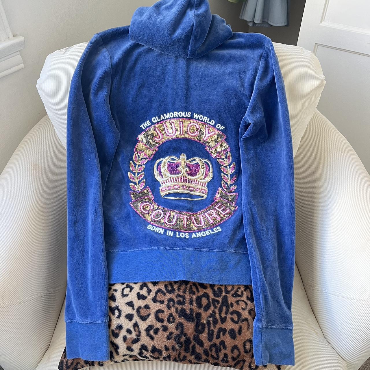 Juicy Couture y2k vintage velour zip up track jacket... - Depop