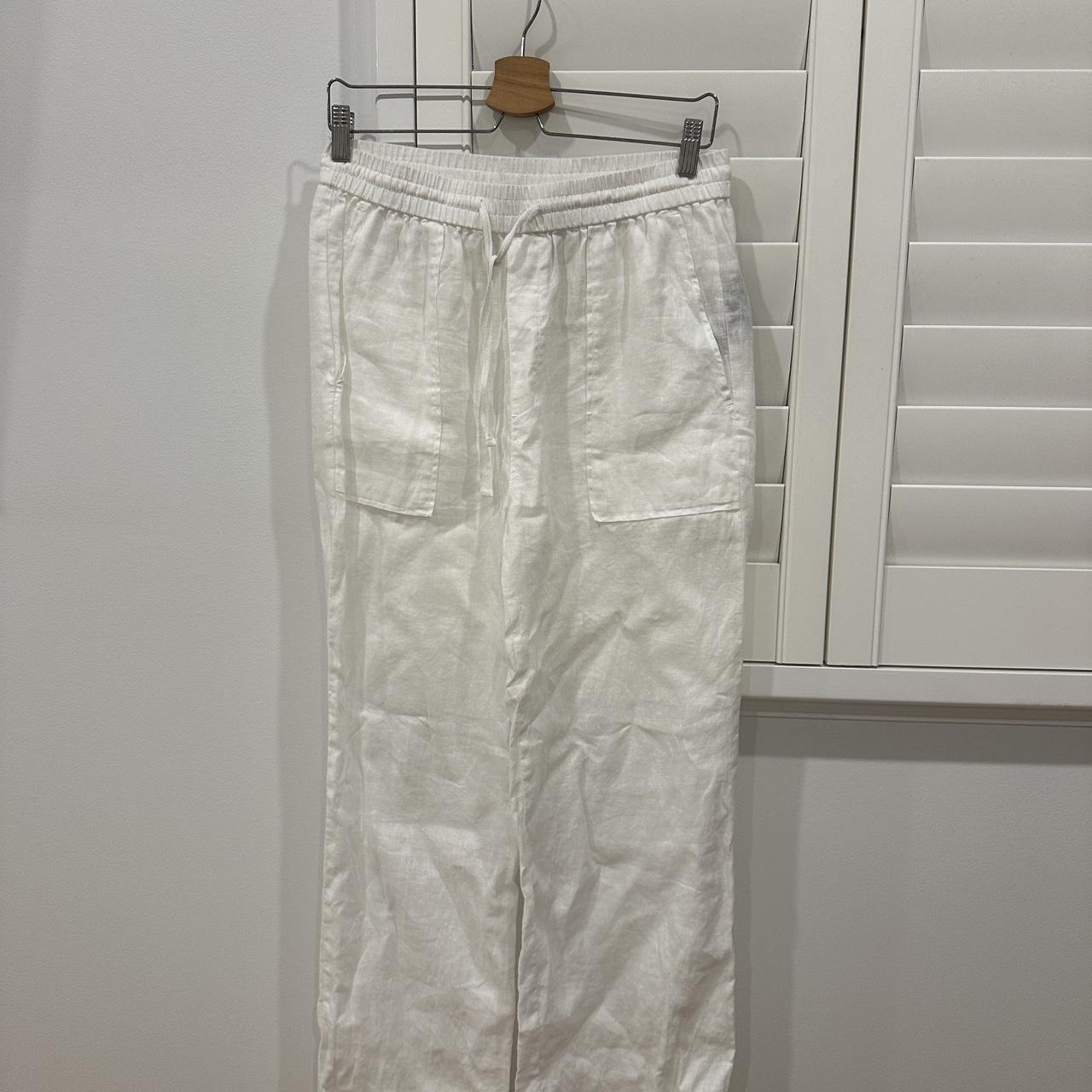Zara white linen pants Size M (6-10) - Depop