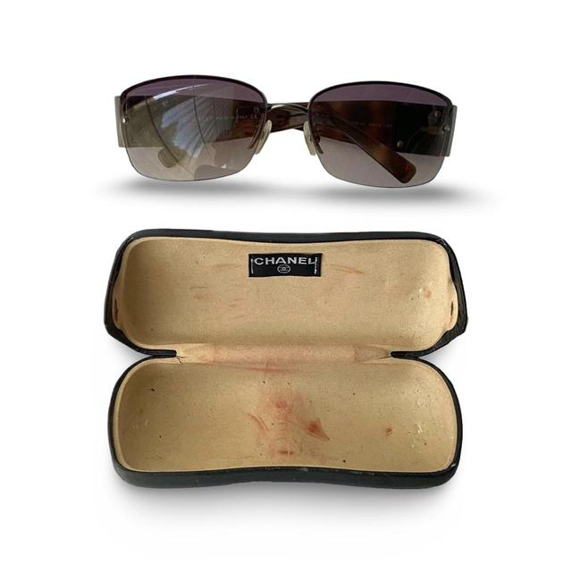 小物 CHANEL half rim sunglasses Dia brown y2k CHANEL half rim sunglasses Dia brown y2k