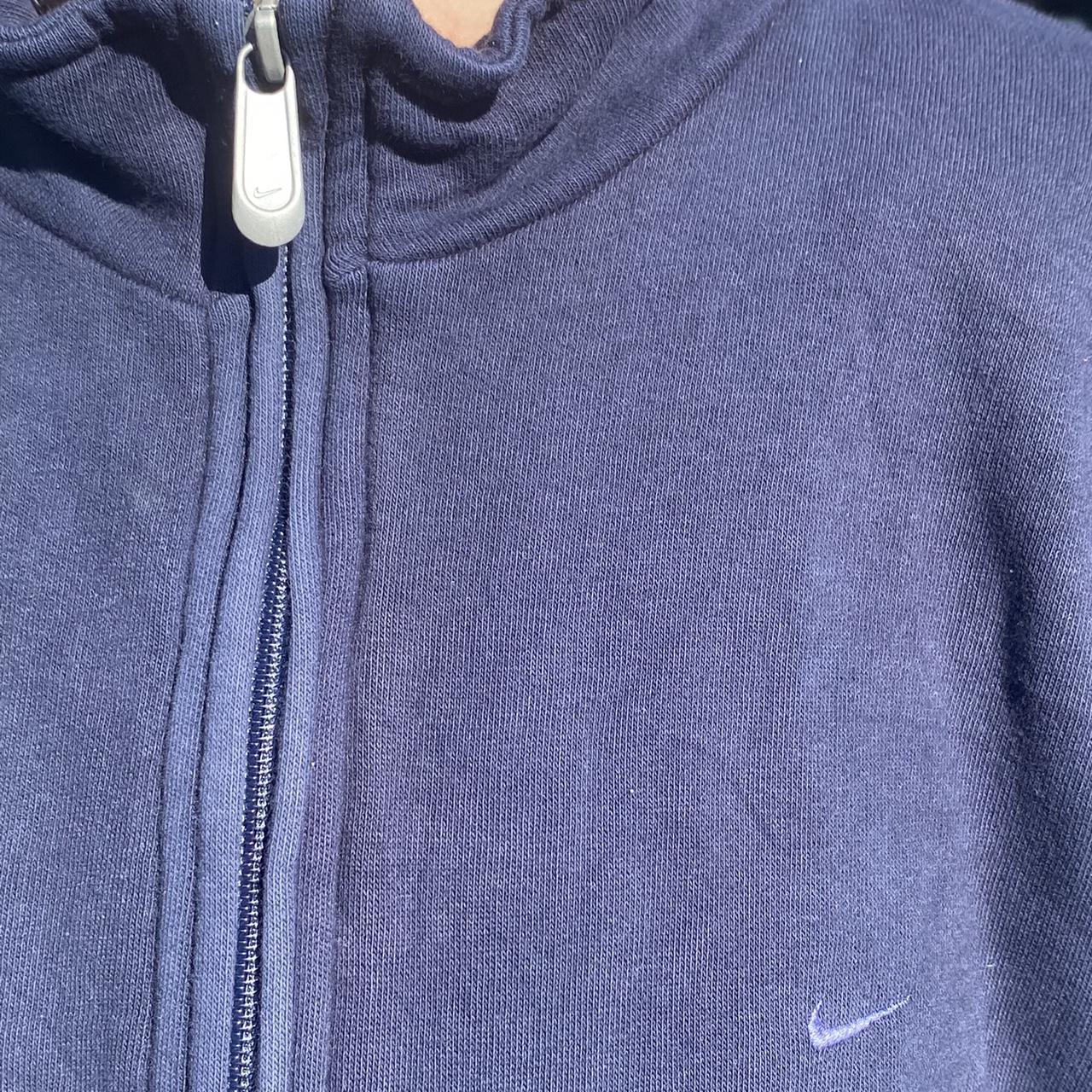 Nike fleece full zip Navy nike with embroidered... - Depop