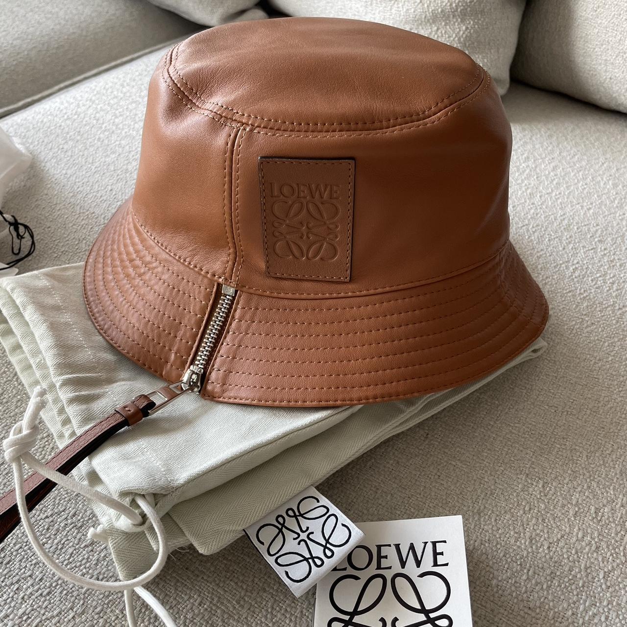 Loewe Logo Zip Leather Bucket Hat