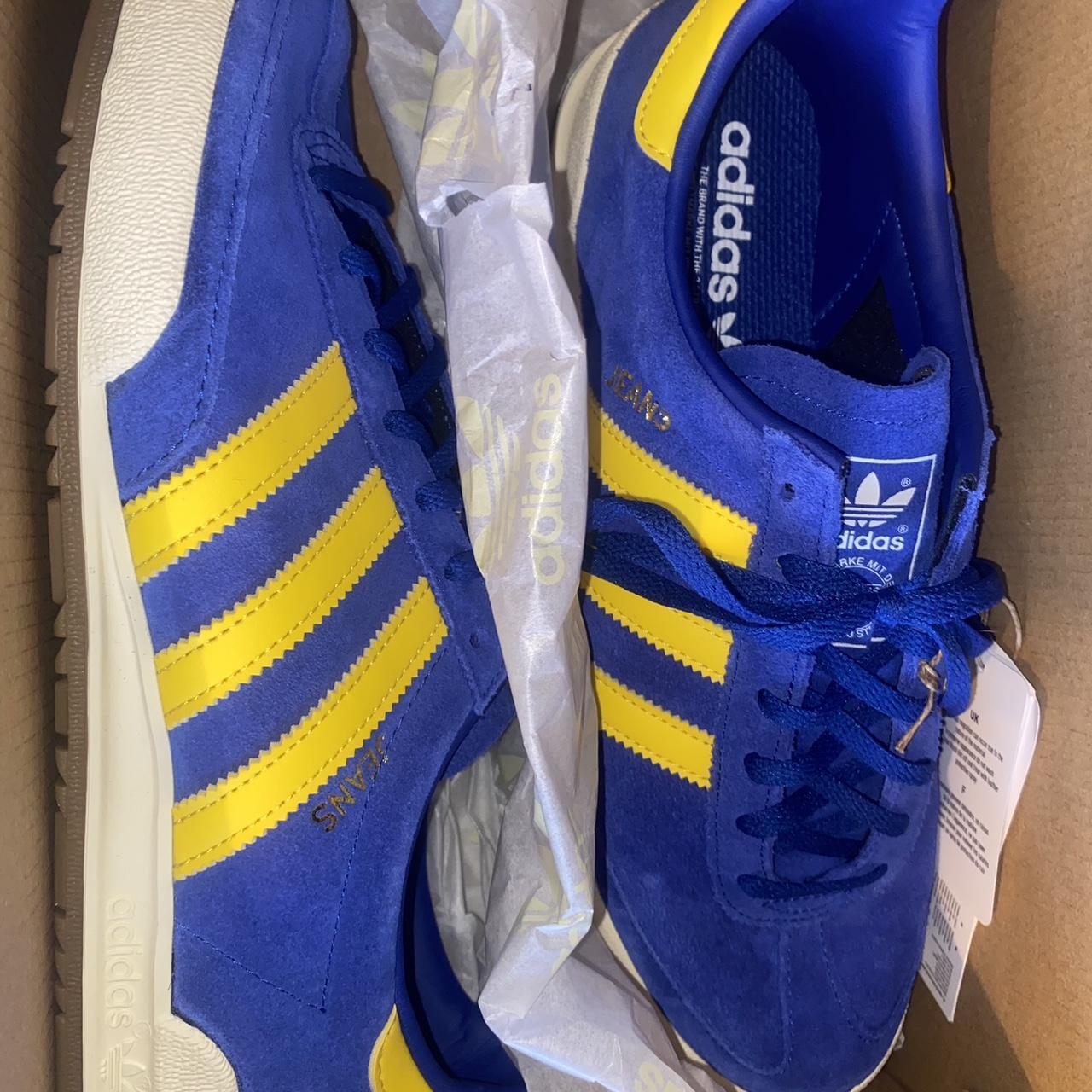 adidas jeans Mens uk size 9 Blue & yellow Never... - Depop