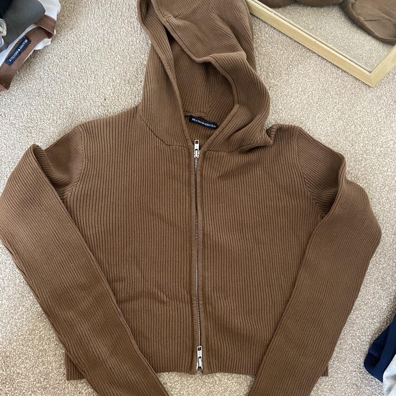 brandy melville brown zip sweater brown zip sweater... Depop