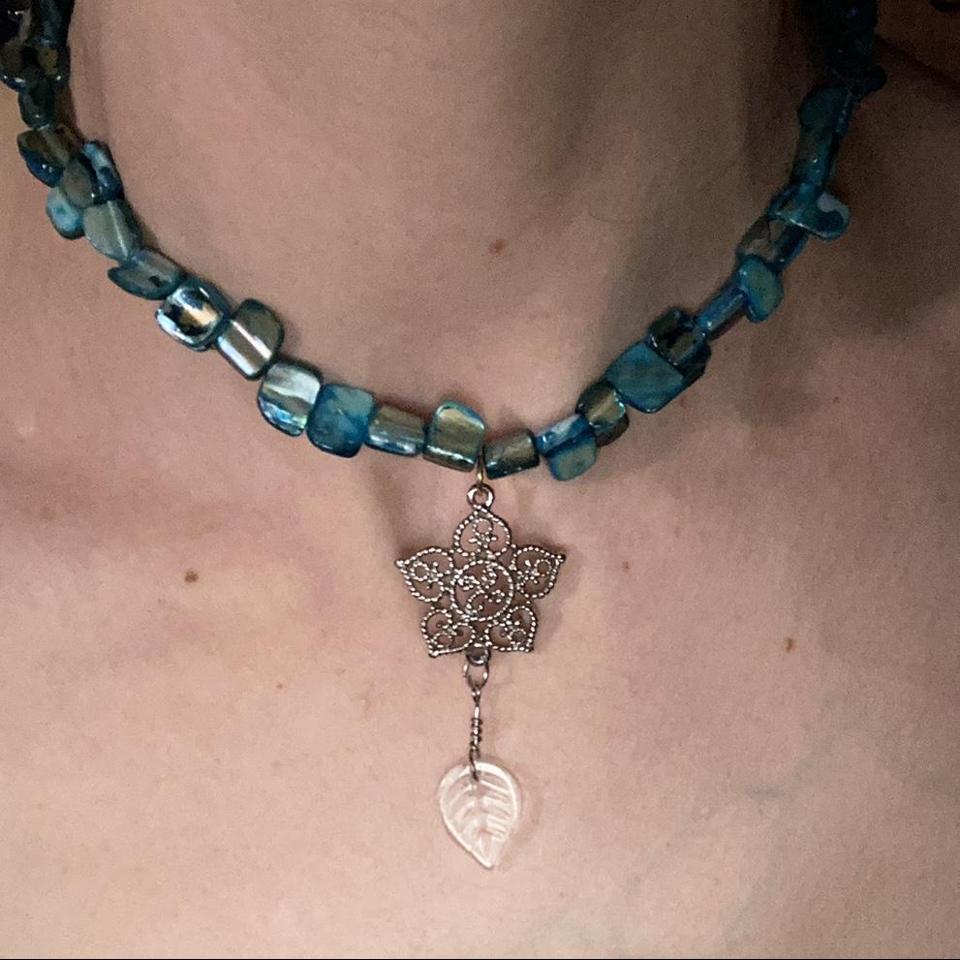 blue coquette aesthetic necklace made with clear - Depop