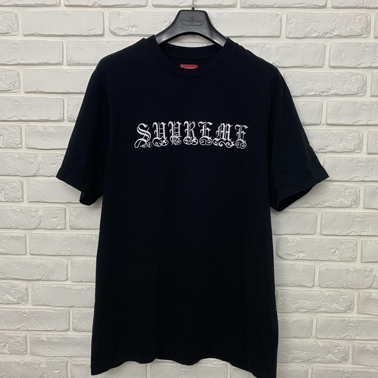 Men's Supreme Old English Rhinestone S/S Top T-Shirt... - Depop