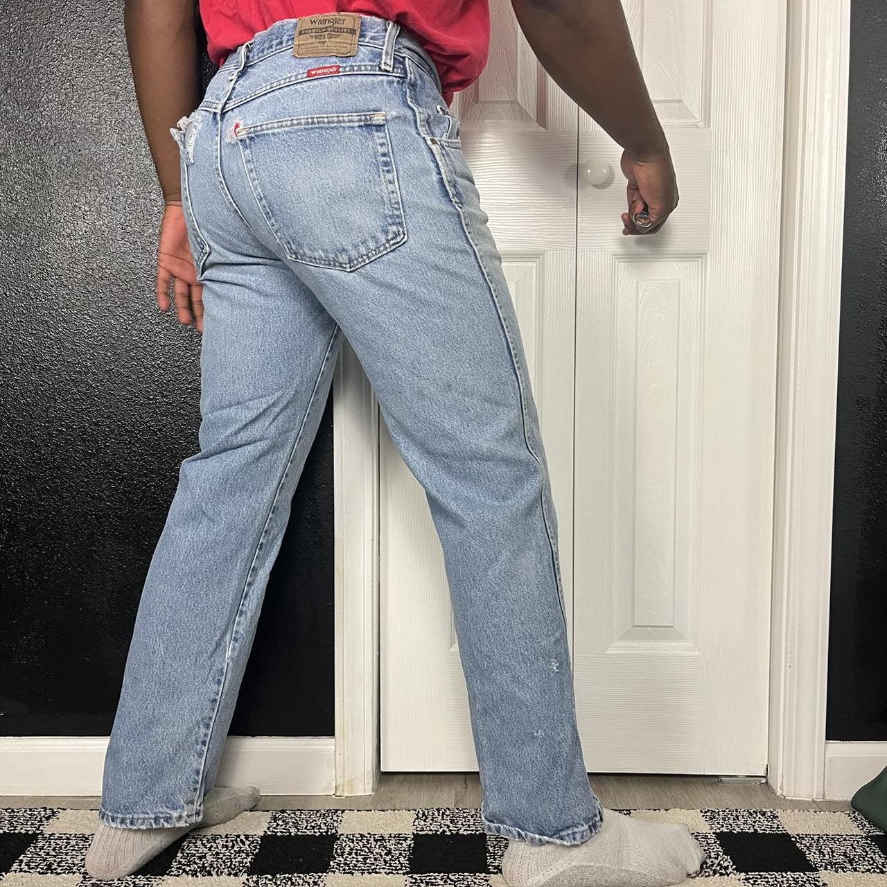 Wrangler Men's Blue and White Jeans | Depop