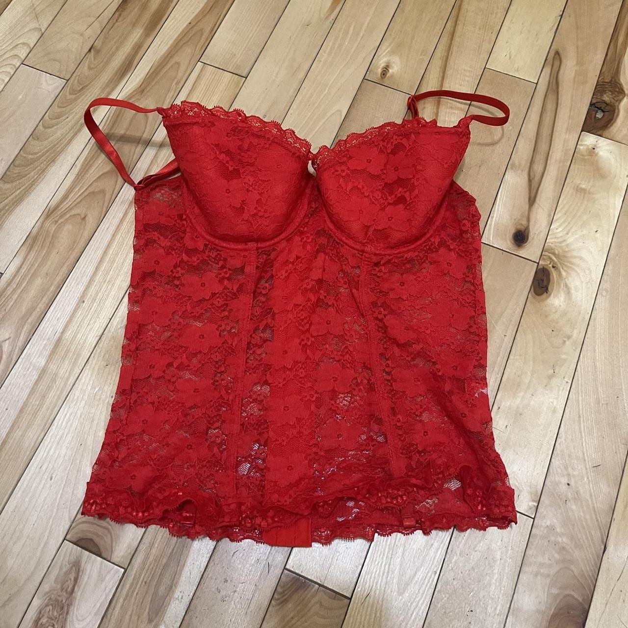 GORGEOUS RED LACE CORSET!!! Bust part has lining and... - Depop