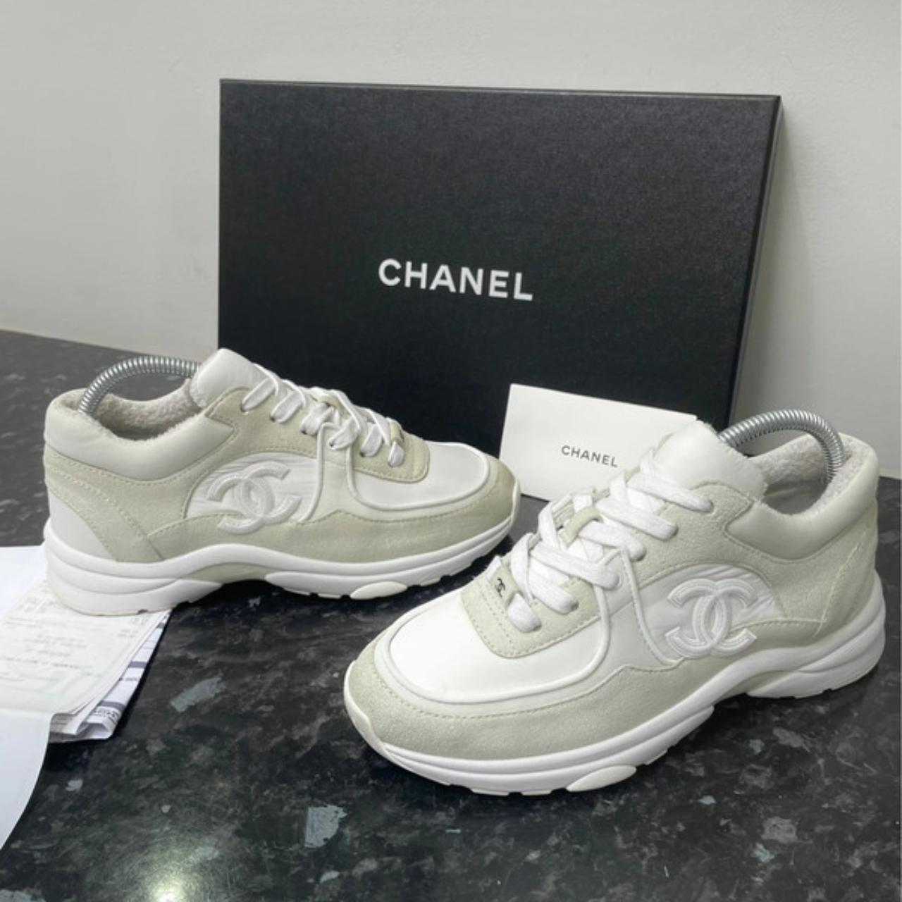 triple white chanel sneakers