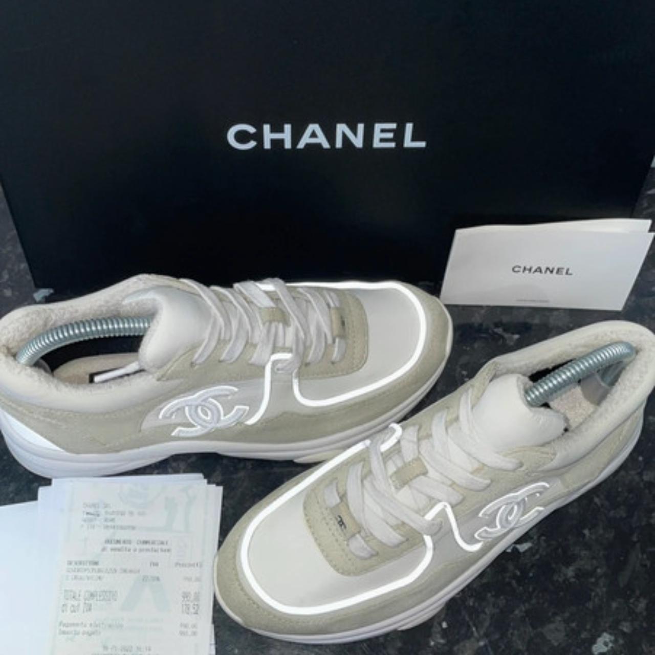 mens white chanel sneakers
