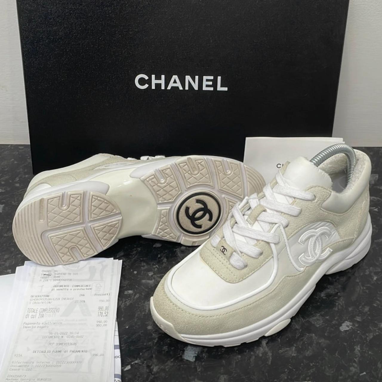 mens white chanel sneakers