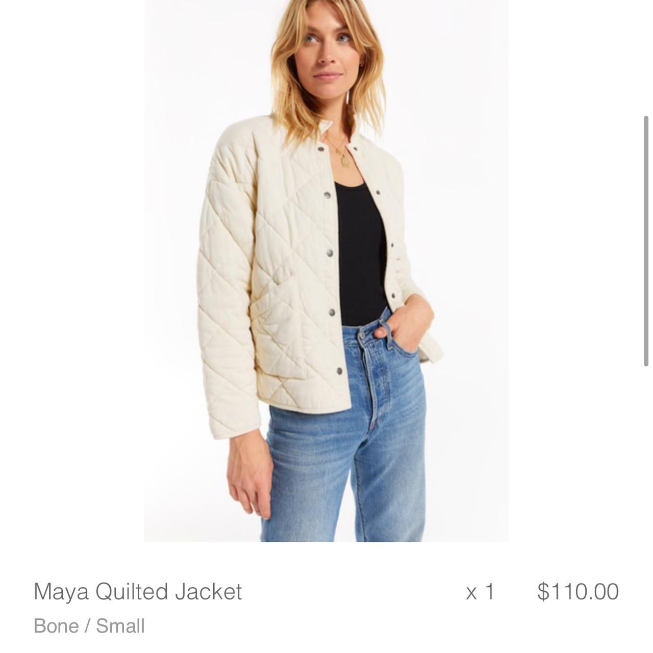 Z Supply Maya quilted jacket in white/cream, size... Depop