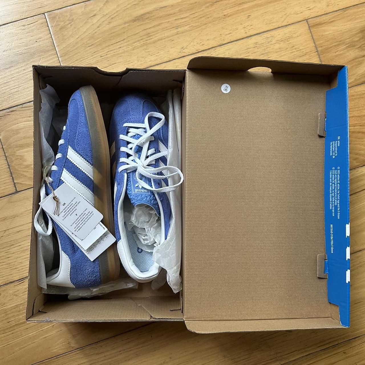 Adidas gazelle light blue. Perfect condition, never... - Depop