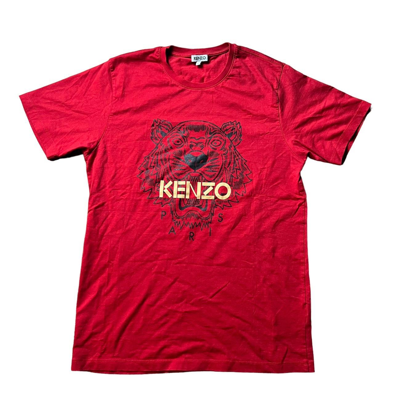Kenzo Men's Red and Yellow Tshirt Depop