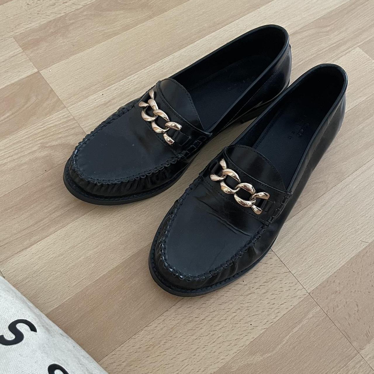 Black Loafers With Gold Buckle Detailing Asos Size Depop 1565