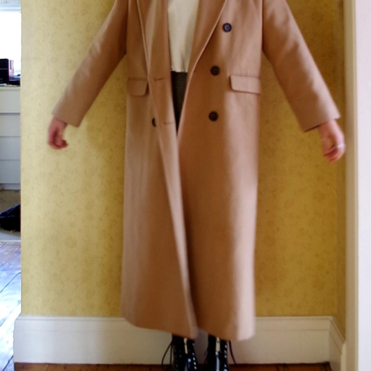 camel coat. Oversized wool duster... Depop