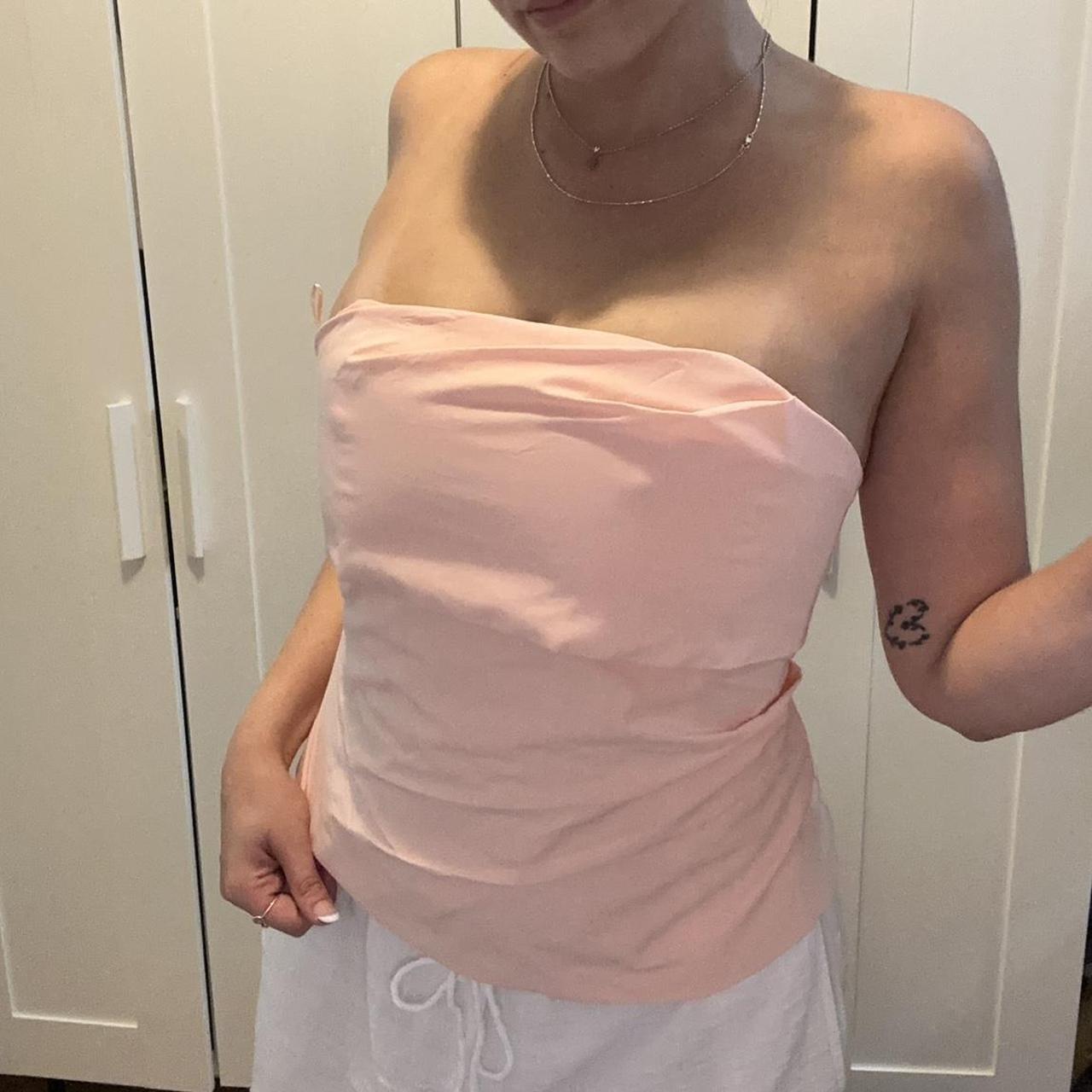 Zara pink tube top -brand new with tags -size L | Depop