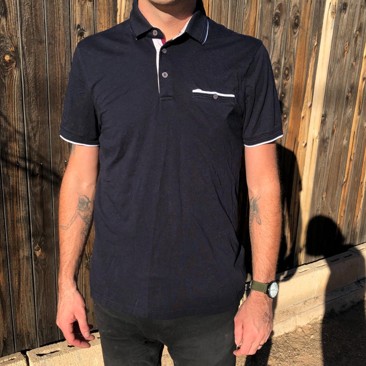 Ted Baker Men's Navy and White Polo-shirts