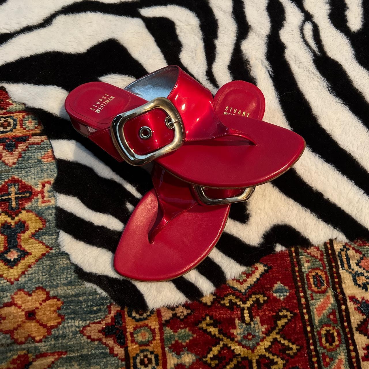 Stuart Weitzman Red Sandals with buckle detail Size Depop