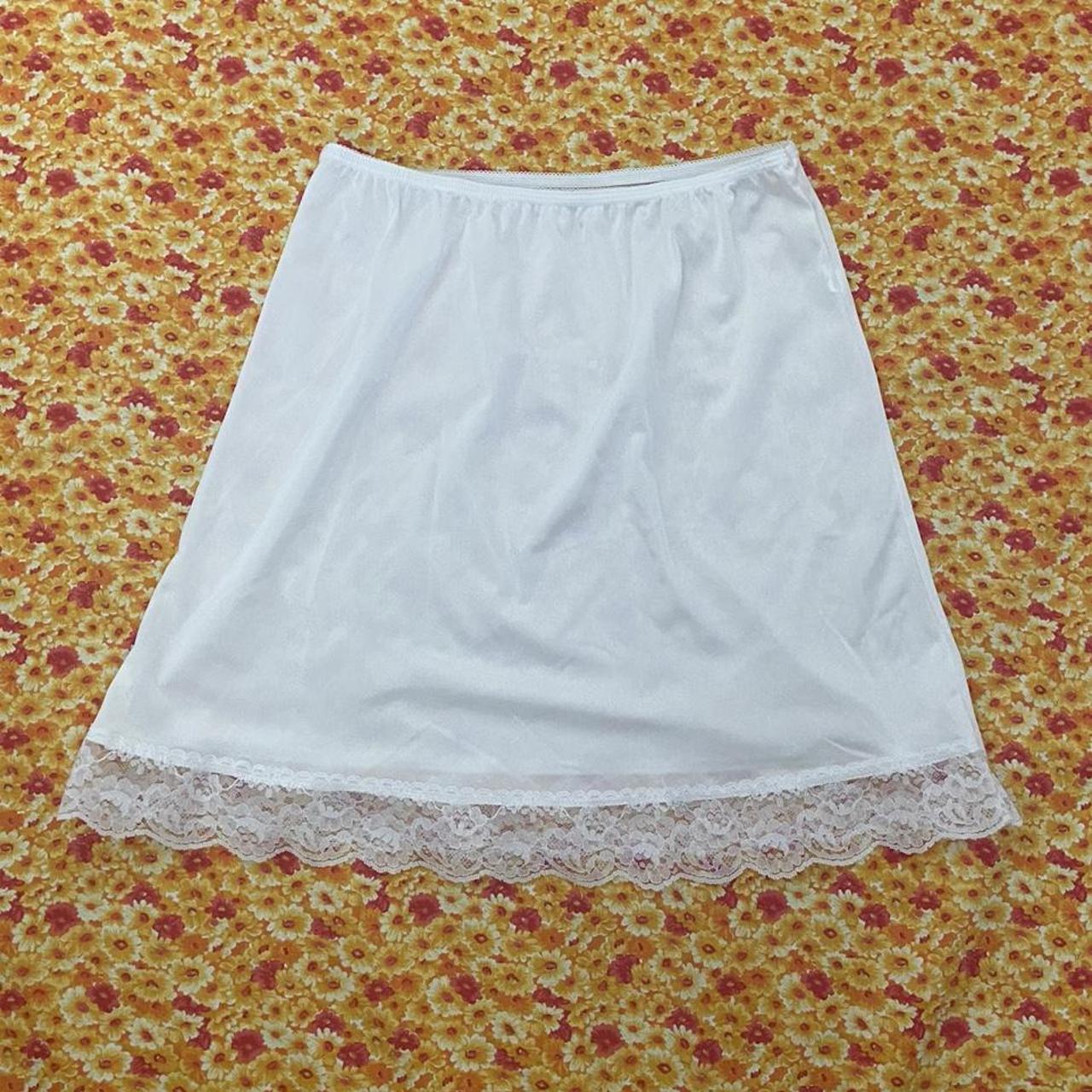 vintage white slip skirt waist 13” flat length top... - Depop