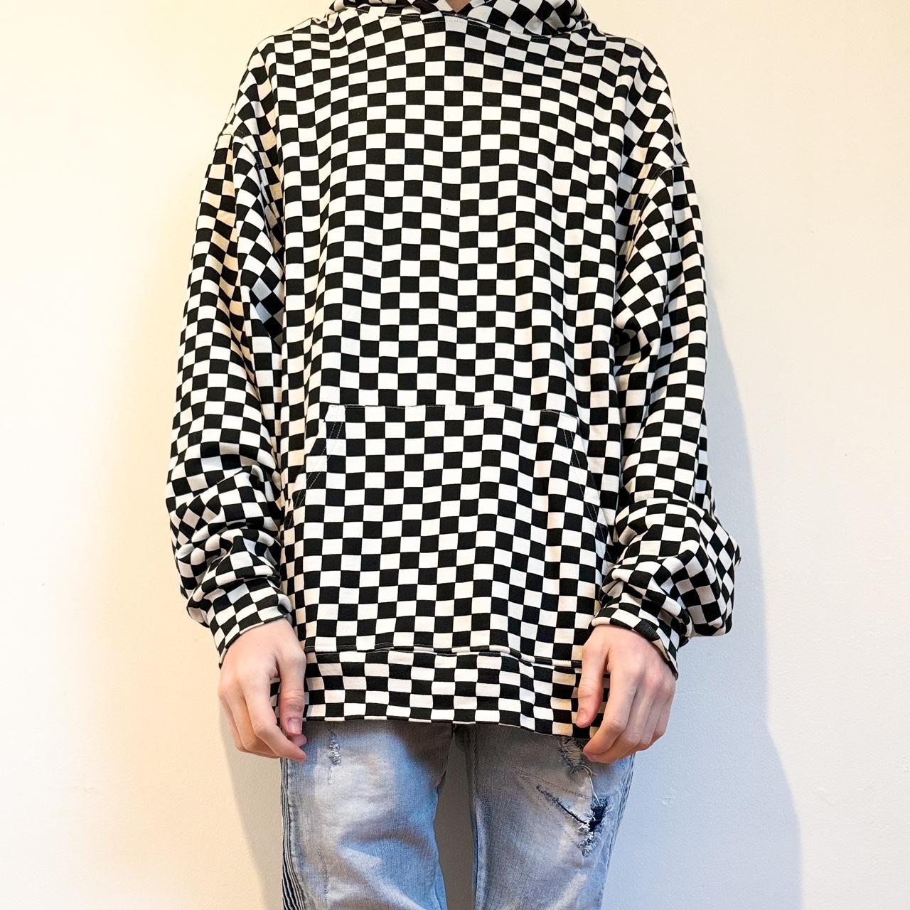 Checkerboard Grey Hoodie Shirt