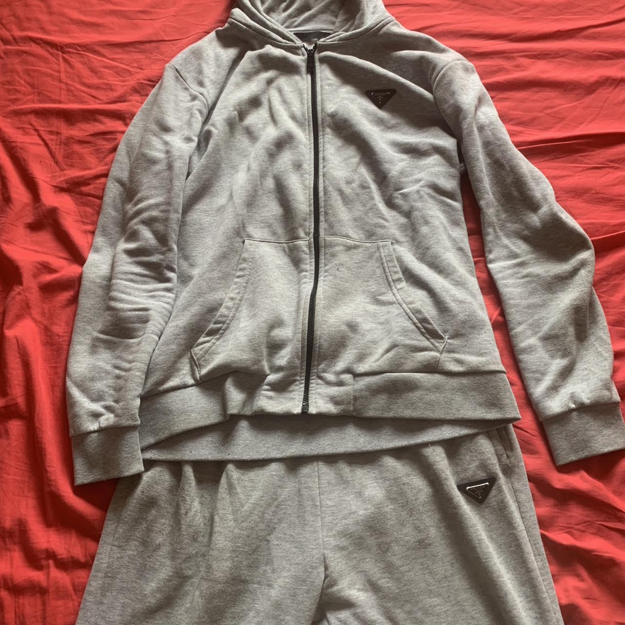 Grey Prada Tracksuit Large fits medium nicely