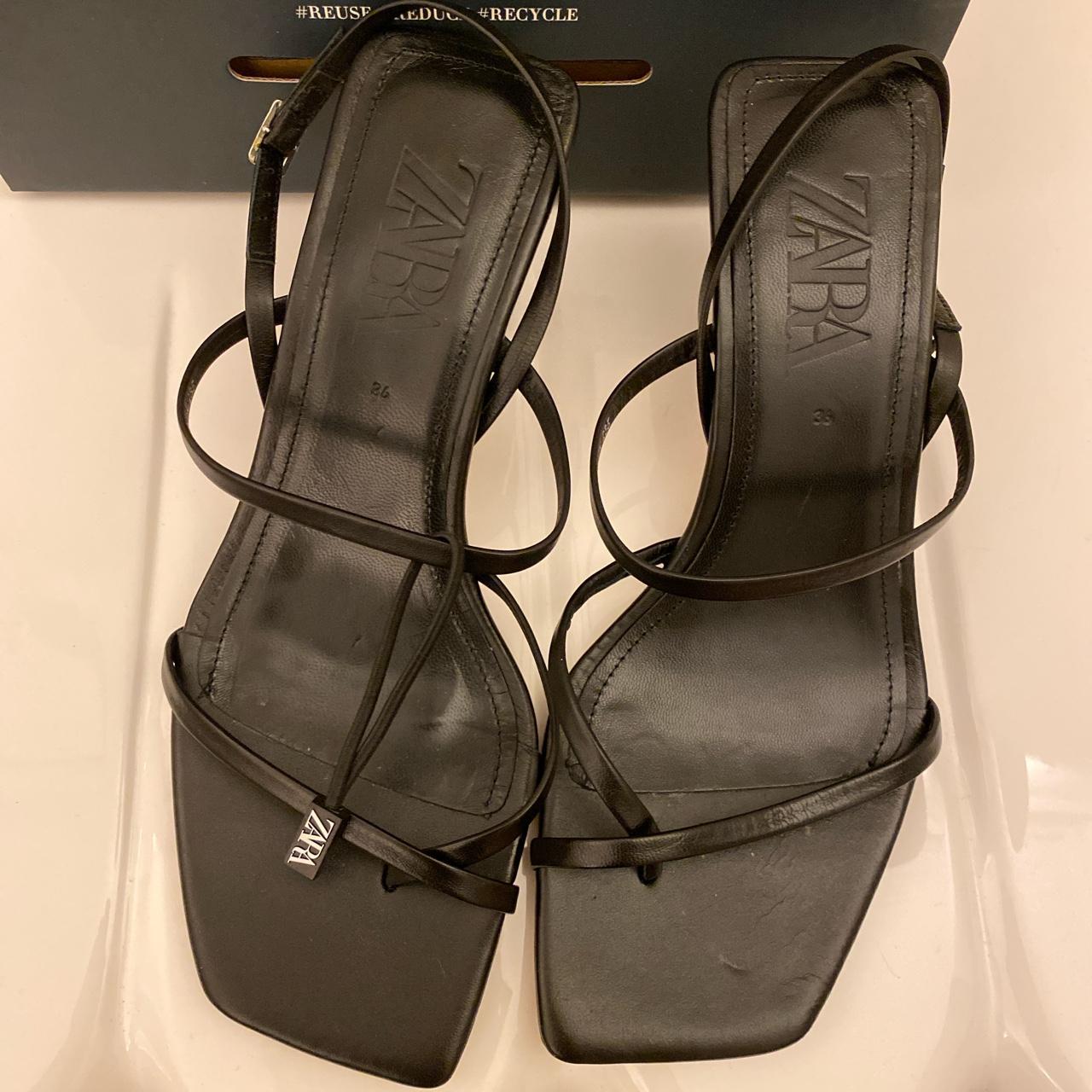 ZARA Black Heel Sandel with strips size 36