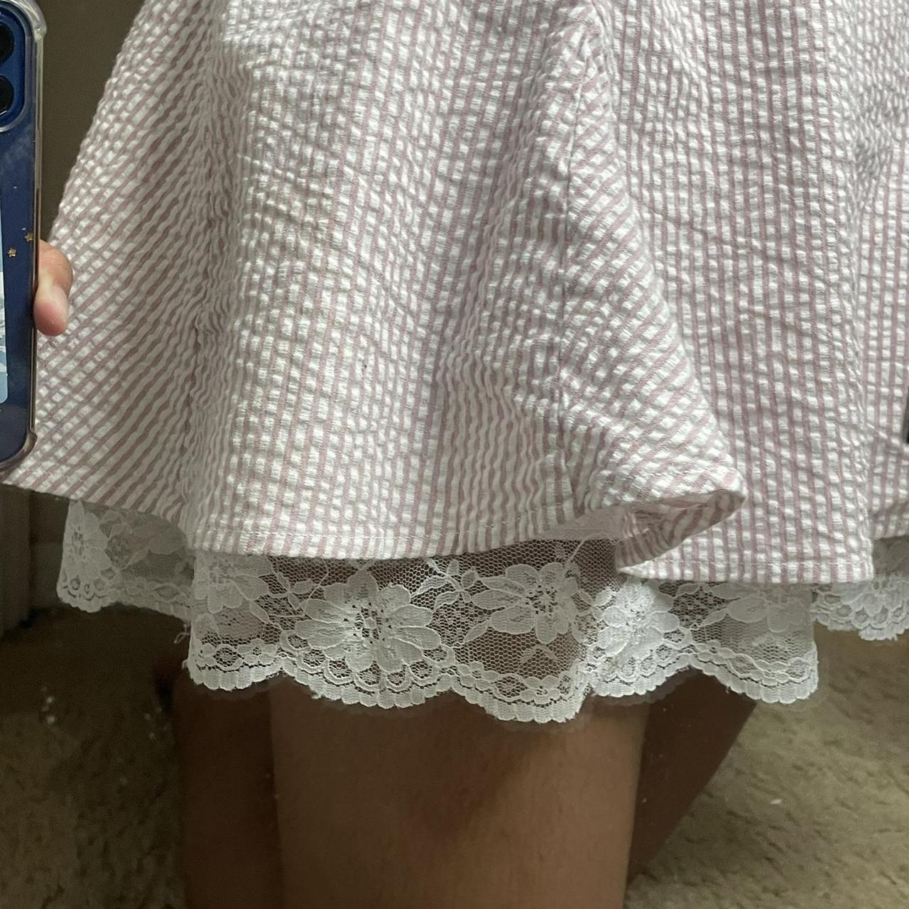 Pink Pin Stripe Lace Skirt Dm with any questions or... - Depop
