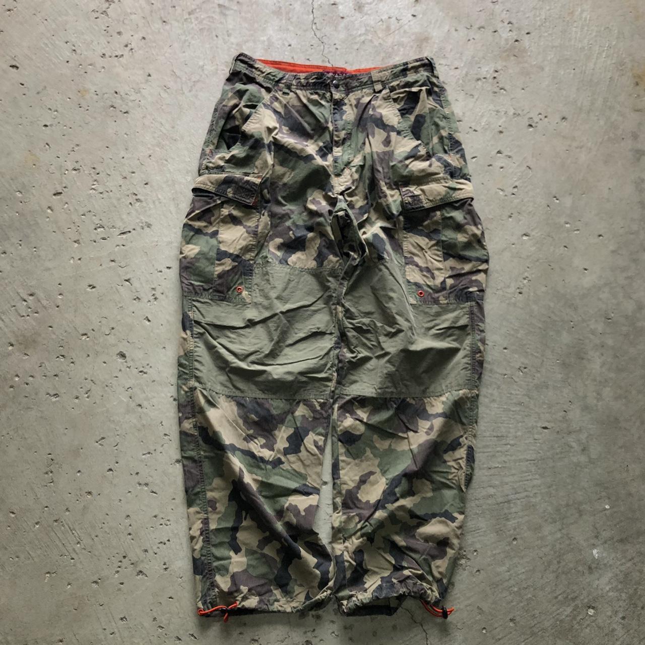 Vintage 90s Nevada Rave Style Baggy Nylon Camo Pants... - Depop