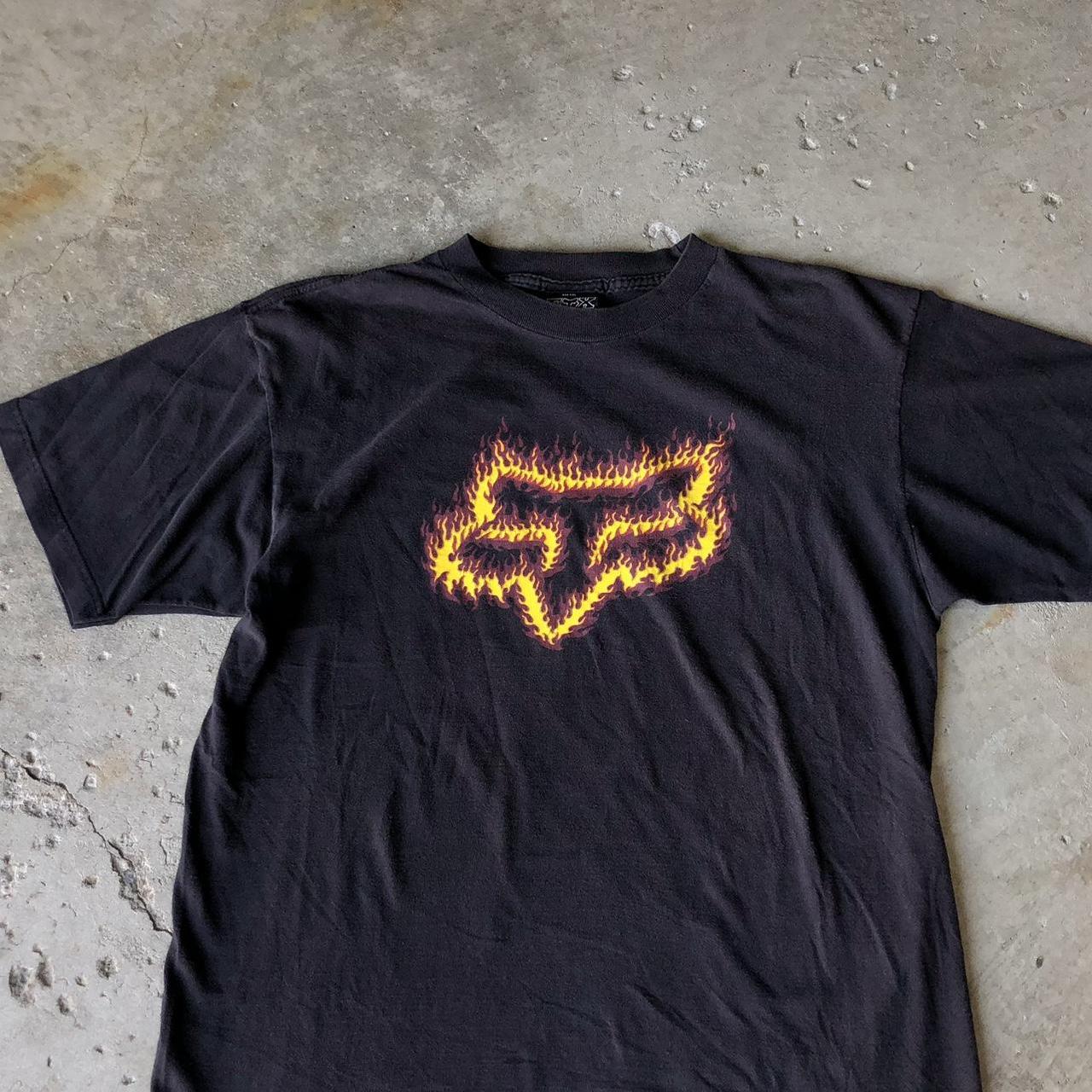 Vintage Fox Racing Flaming Logo Shirt Y2K Size | Depop