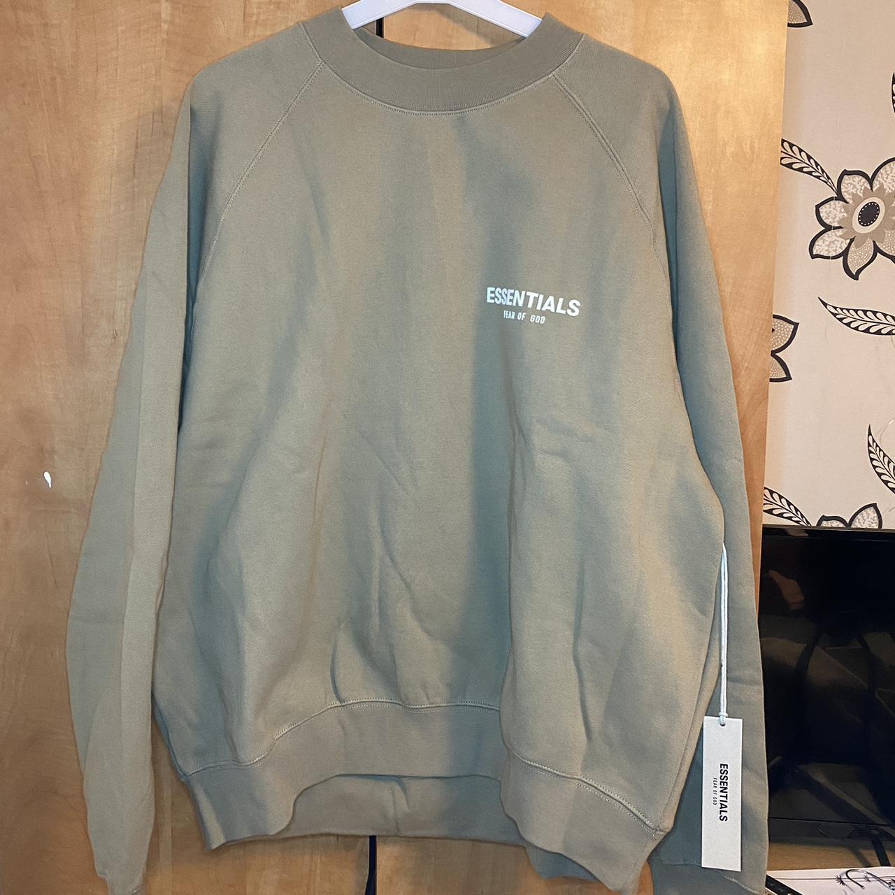 Mens fear of god essentials logo crew neck sweat... - Depop