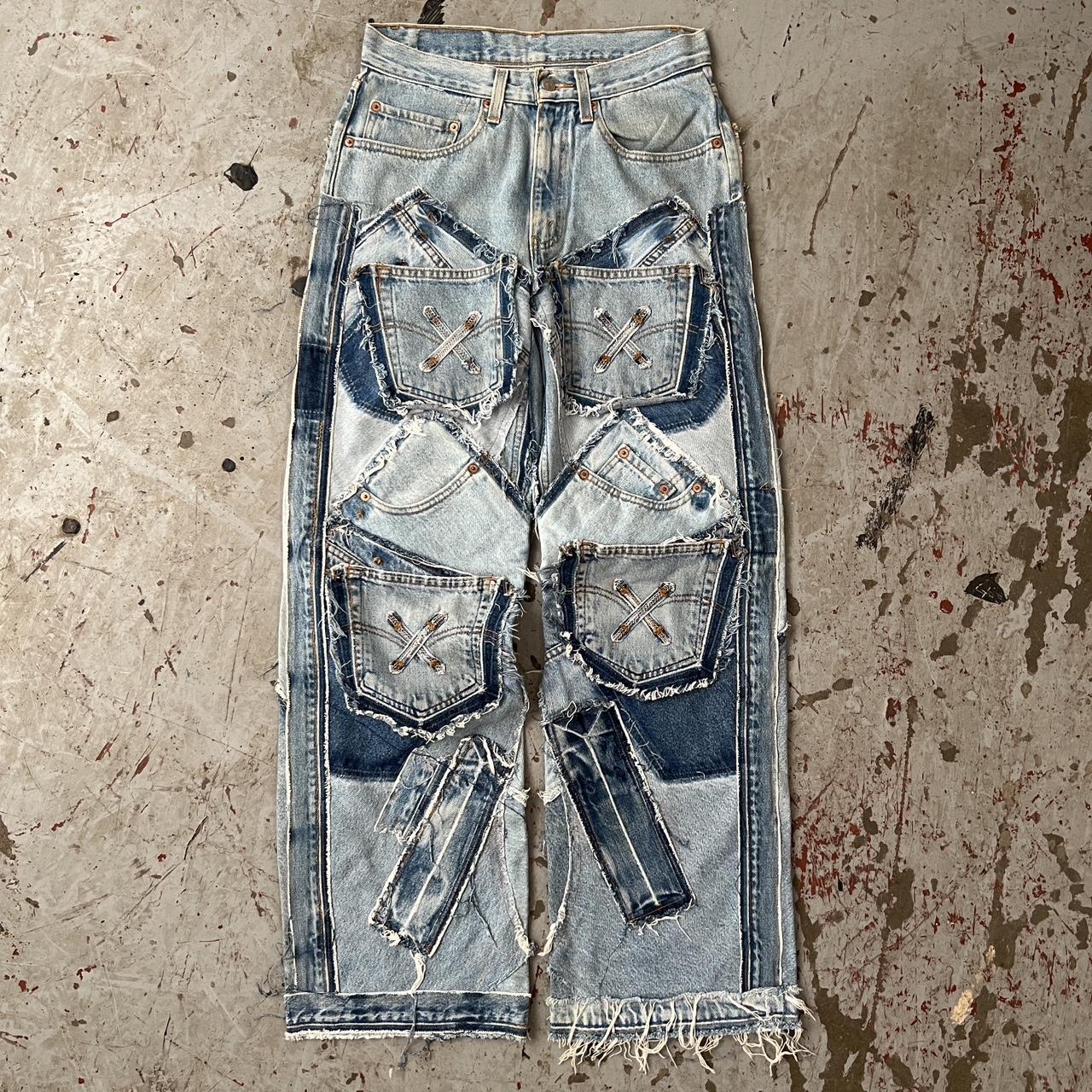Vintage 00’s Levi’s patchwork multipocket jeans.... - Depop