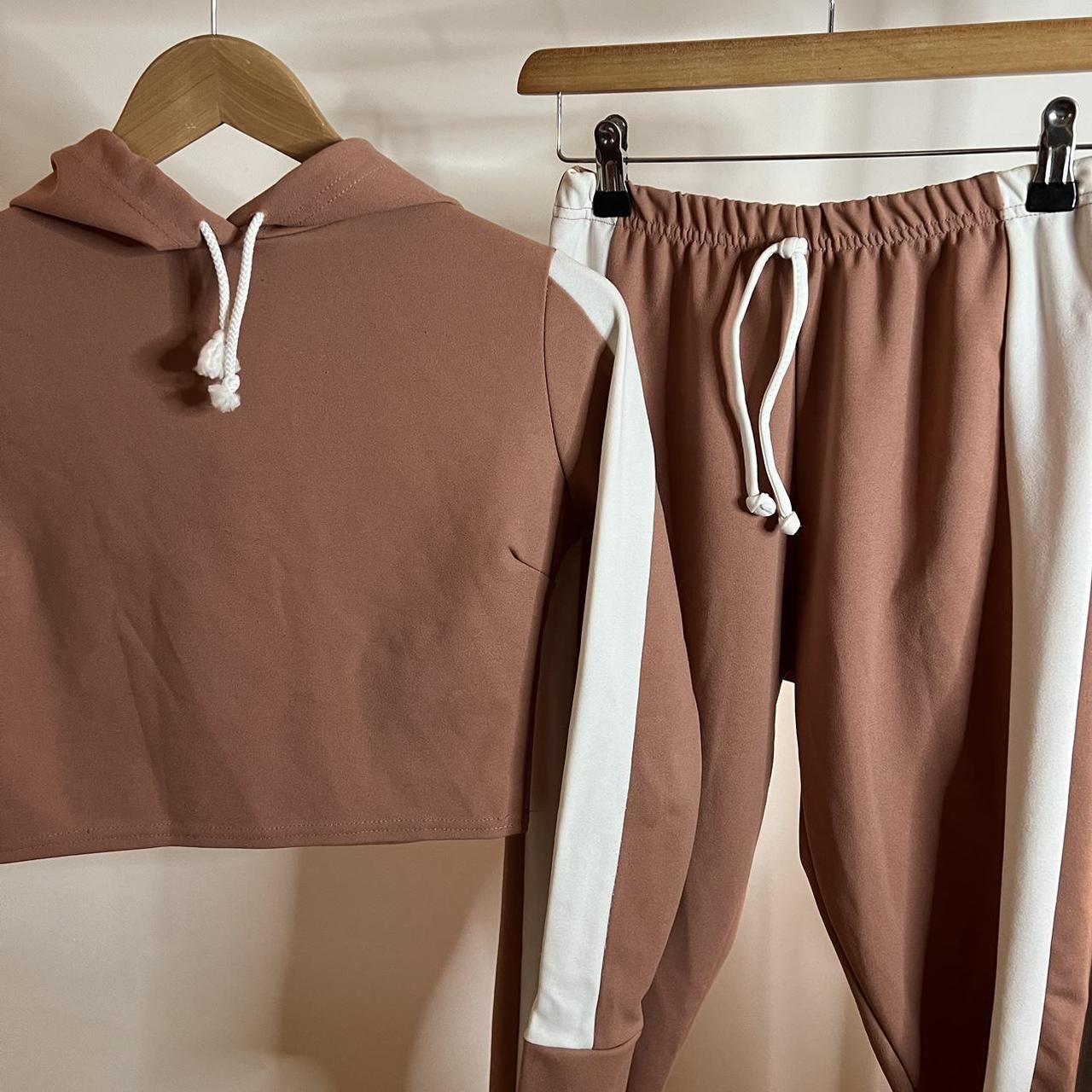 Femme luxe beige pink two piece jogger set Size 8... Depop