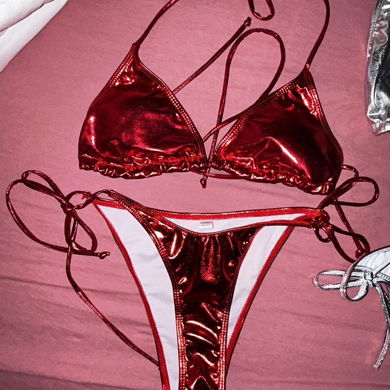 Red Metallic Bikini Silver Metallic Bikini Will Depop