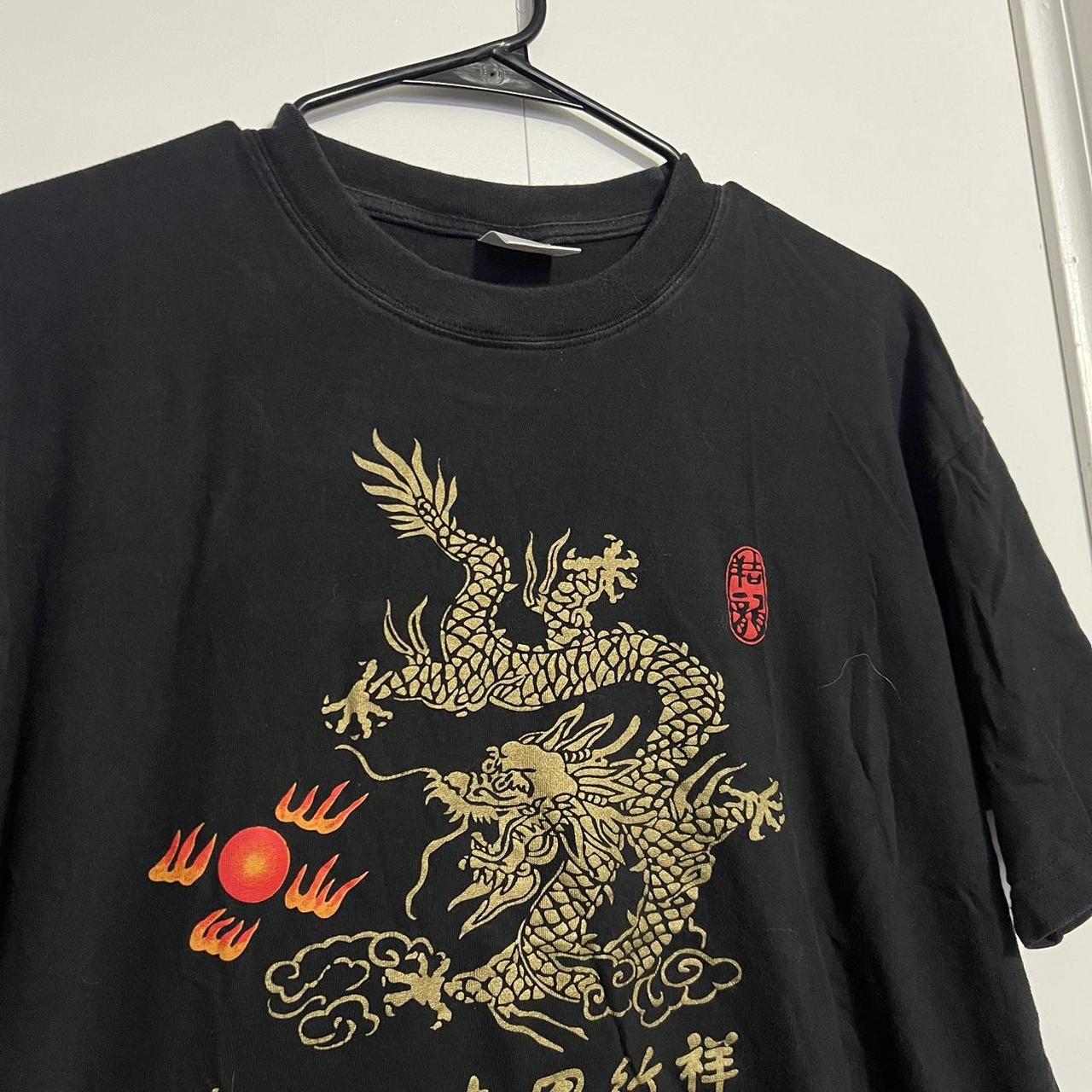 vintage y2k 2000s asian dragon art fireball t-shirt.... - Depop