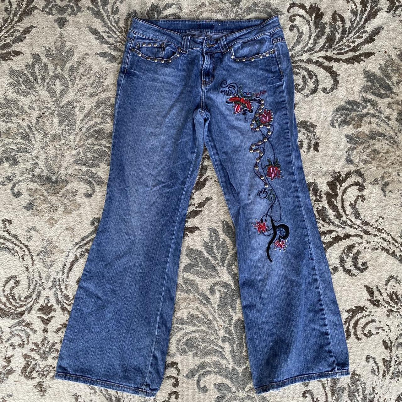 Candie's Women's Blue and Pink Jeans | Depop