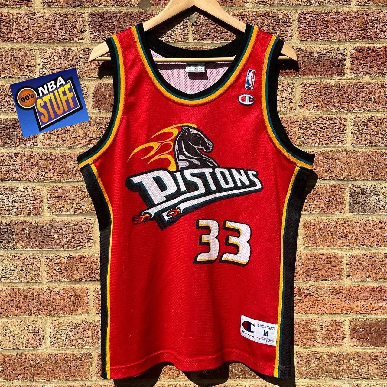NBA Detroit Pistons #33 Hill Red Champion Jersey - Depop